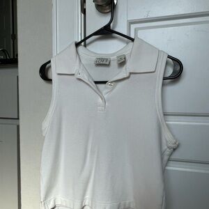 LOFT White Sleeveless Polo Style Top
